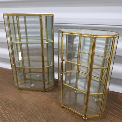 Pair of Miniature Glass Curio Display Boxes