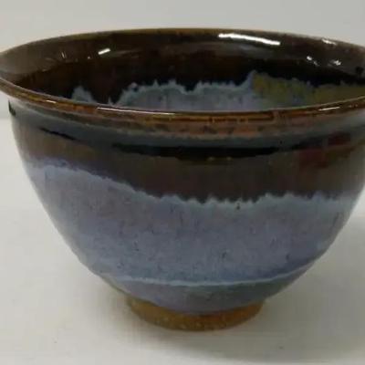 Handcrafted Dark Glazed Pottery Bowl