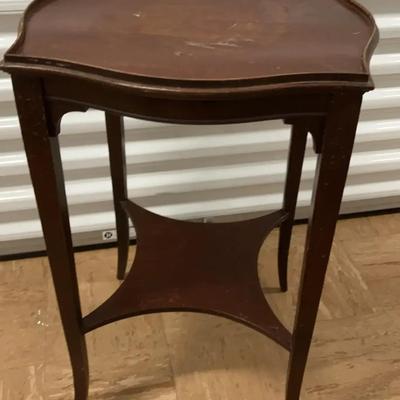 Klismos Style Inlaid Wood Accent Table 