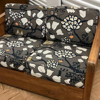 Solid Wood Loveseat with Cushions