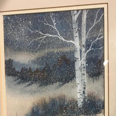 “Snowy Tree” Framed Art by Lou Riffe (Broken Glass)