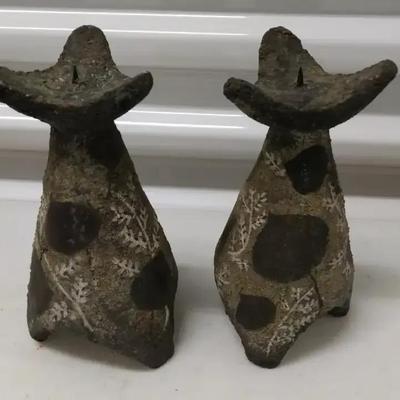 Pair of Stone Candleholders 