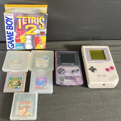 Vintage Game Boy with Games