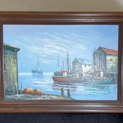Art On Canvas By R. Danny - Fishing Harbor