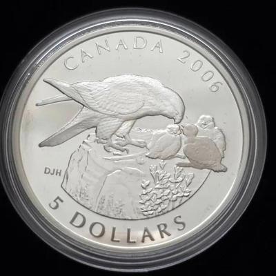 Canada Peregrine Falcon Silver Proof Coin and Stamp Set, .999 Silver Coin