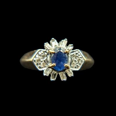 14K Two Tone Gold Sapphire & Diamond Ring, NAGL #1225533
