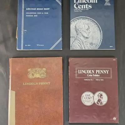 4 Lincoln Cent Books, Some Wheat Cents and BU Cents
