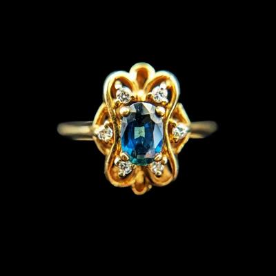 14K Yellow Gold Sapphire & Diamond Ring, NAGL #1225523