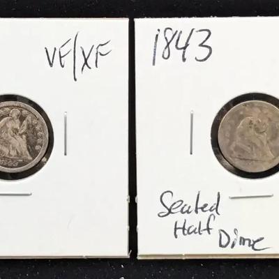 1843 & 1849 Seated Half Dimes