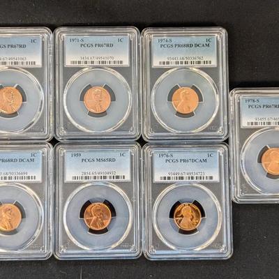 7 PCGS Lincoln Cents