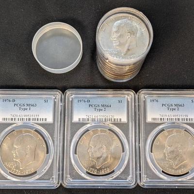 3 PCGS Eisenhower Dollars and Roll of 20 Ikes