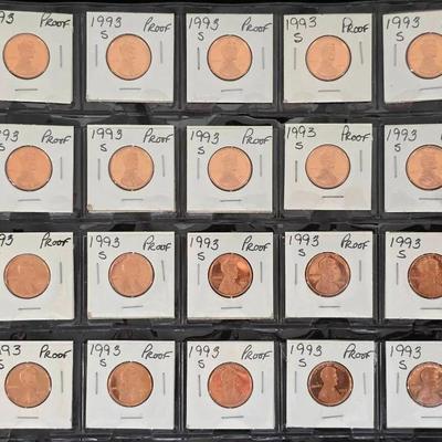 20 1993-S Proof & Red Lincoln Cents