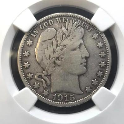 1915-D NGC Graded Silver Barber Half Dollar 