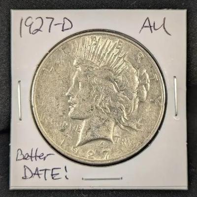 1927-D Silver Peace Dollar AU