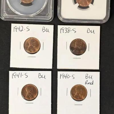 5 PCGS & NGC Graded Wheat Cents, Uncirculated