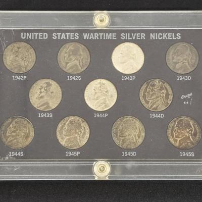 Complete Set of 11 Silver Wartime Jefferson Nickels, 2 Uncirculated