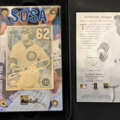 Sosa 1962 Home Run Card with Case and COA