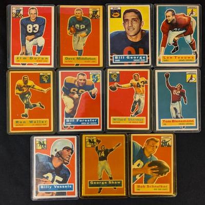 Eleven 1956 Topps Football Cards
