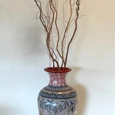 Vintage Folk Art Pottery Vase 