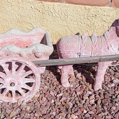 Stone Burro With Cart