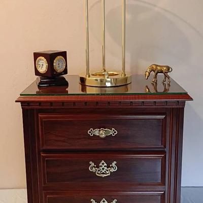 Glass Top Newberry Accent Table With Brass And Glass Lamp And More