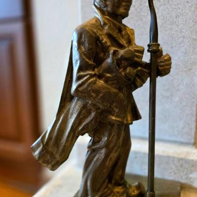 Sale Photo Thumbnail #9: Vintage brass door stop/golfer statue. 