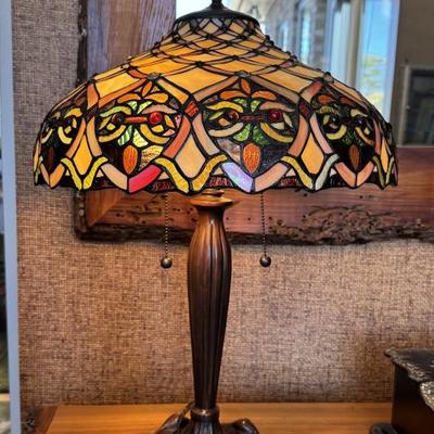 Tiffany Style Stained Glass Lamp - Pair Available