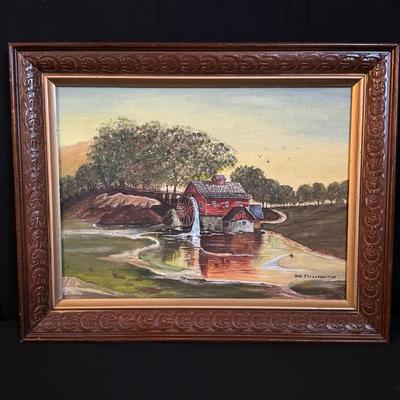 The Old Mill Oil Painting Signed 