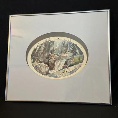 Abstract Falls Signed Watercolor 