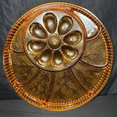 Indiana Glass Amber Egg Tray