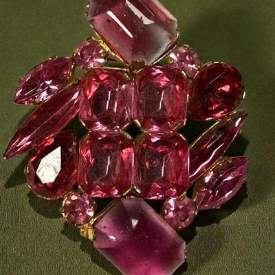 Pink austrian rhinestone brooch