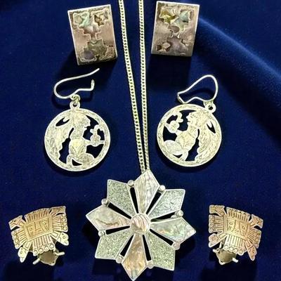 Mexican sterling silver and abalone jewelry
