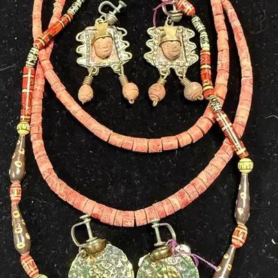 Ethnic jewelry featuring african trade style beads