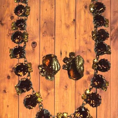 Rhinestone necklace earring set austria