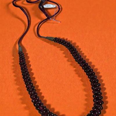 Garnet beaded rope necklace