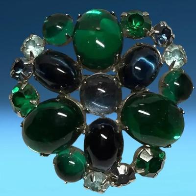 Green blue vintage brooch