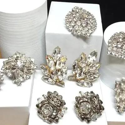 Vintage clip earrings classic rhinestones