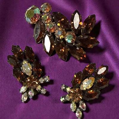 Austrian brooch clip earrings