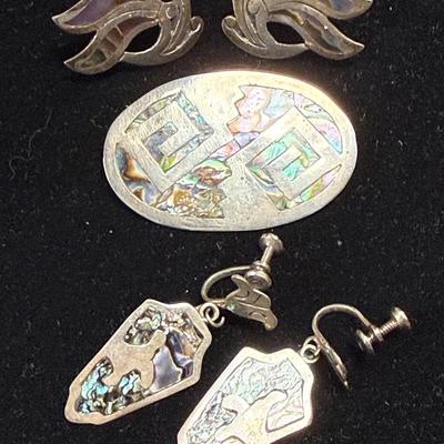 Mlv taxco brooch complementing earrings