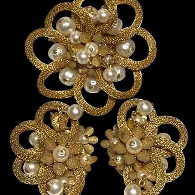 Vintage rope brooch earrings