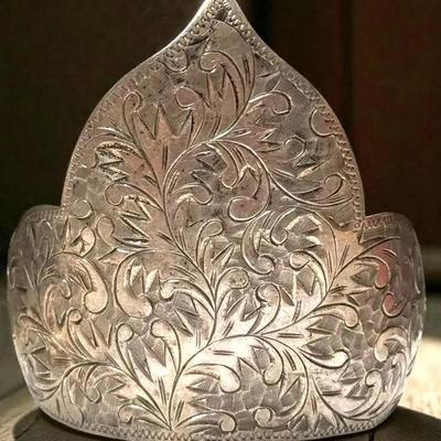 Ornate sterling cuff bracelet