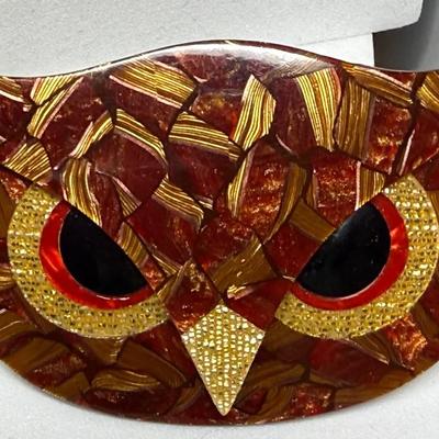 Le a stein paris owl face brooch