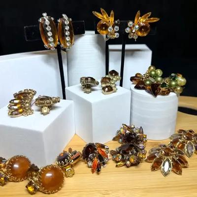 Vintage clip earrings earth tones