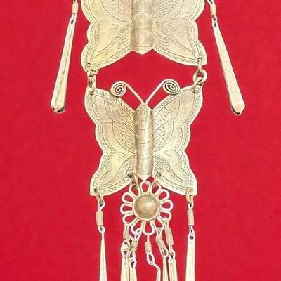 Hmong miao silver butterfly necklace