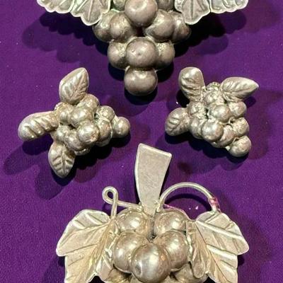 Taxco grape cluster pins earrings that complement