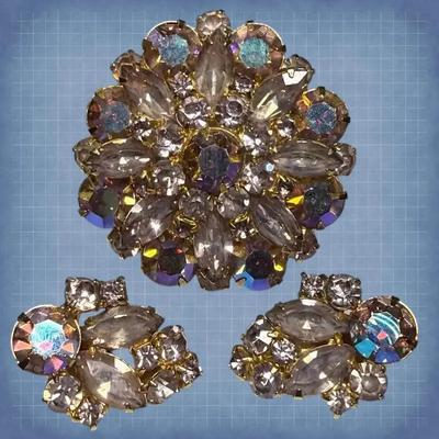 La roco rhinestone brooch earrings