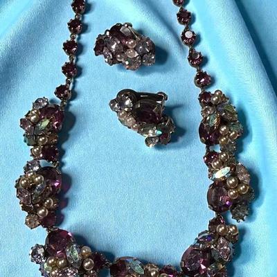 Austrian rhinestone necklace earring set
