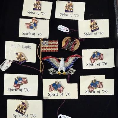 Patriotic theme jewelry pins earrings
