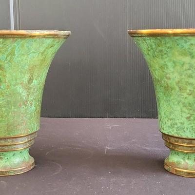 Vintage Carl Sorensen Bronze Trumpet Vases (LR)