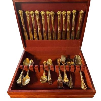Gold Plated Flatware Service for 12 Godinger